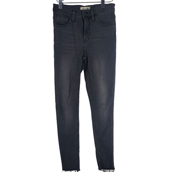 Madewell 9" Mid Rise Skinny Leg Jeans 25 Womens Black Pockets Stretch Bottoms - Picture 1 of 11